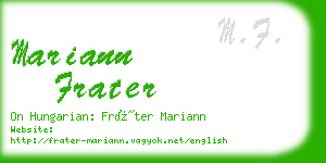 mariann frater business card